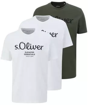 s.Oliver Basic T-Shirt Regular Fit 3er-Pack grünmeliert