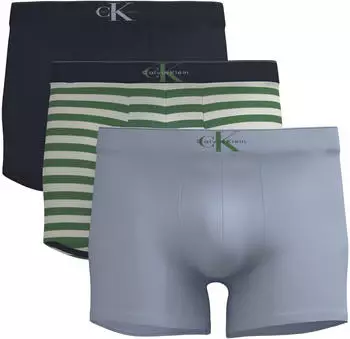Calvin Klein Archive Logo-Waistband Pack-Of-Three Stretch-Cotton Trunks (LV00NB4472) shoreline/mardi gras green/cent s