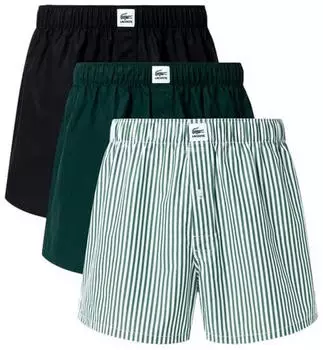 Lacoste Striped Woven Label Boxers 3er-Pack (7H5942-00-0IR) grün/weiß/schwarz