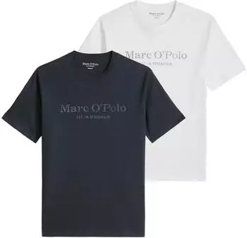 Marc O'Polo T-Shirt Big-Logo 2-Pack navy/weiß