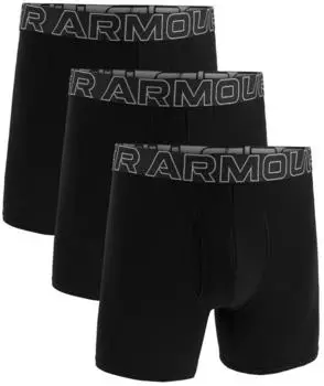 Under Armour Performance Cotton Boxer Briefs Solid 6 in Stretch 3-Pack (1383889-001) schwarz