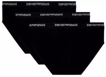 Emporio Armani Men's Cotton Briefs 3-Pack Slip (EM000258) schwarz