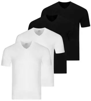 Ragman Basic Unterhemd / Shirt Kurzarm 4-Pack weiß/schwarz