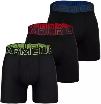 Under Armour Tech Performance Boxerjock 3er-Pack, 15 cm Schrittl&auml;nge (1383878-005) schwarz/gr&uuml;n/blau/rot
