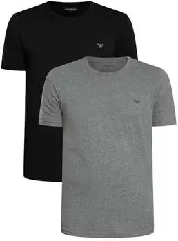 Emporio Armani 2 Pack Lounge Crew T-Shirt Regular Fit (EM000391) grey melange/schwarz