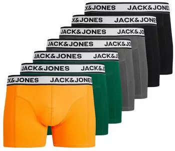 Jack & Jones Jacnolan Solid Trunks 7 Pack dunkelgrau/dunkelgr&uuml;n/hellorange/schwarz