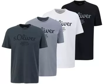s.Oliver Basic T-Shirt 4er-Pack Rundhals weiß/hellgrau/dunkelgrau/schwarz