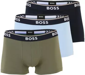 Hugo Boss Trunk aus Stretch-Baumwolle mit Logo-Bund, 3er-Pack, mittlere Bundhöhe (50554693) hellblau/oliv/schwarz/weiß