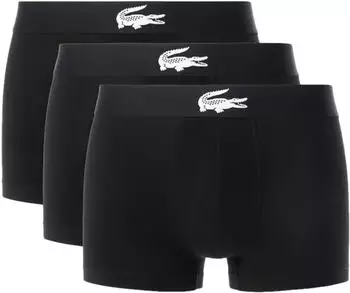 Lacoste 3er-Pack Stretch Baumwolle Krokodil Taille Boxershorts (5H5441-Black-031-XL) schwarzmeliert