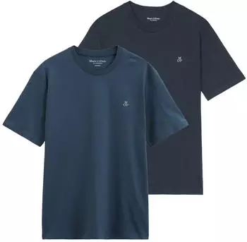 Marc O'Polo Small-Logo T-Shirt Regular Fit, 2-Pack (5000009405) rauchblau