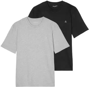 Marc O'Polo Small-Logo T-Shirt Regular Fit, 2er-Pack schwarz/grau melange