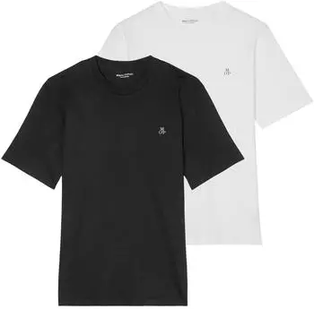 Marc O'Polo Small-Logo T-Shirt Regular Fit, 2er Pack (TB_5000009405-2P-3-XXL) schwarz/weiß
