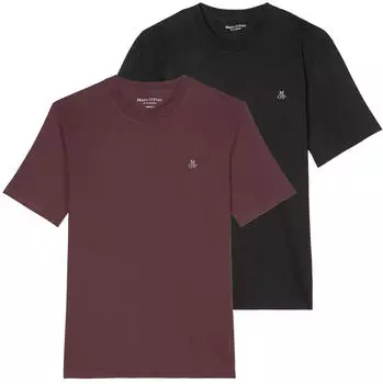 Marc O'Polo Small-Logo T-Shirt Regular Fit, 2er Pack schwarz/rot