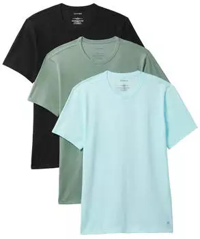 Calvin Klein Short Sleeve Crew Neck 3PK T-Shirt (LV00NB4185) black w sea spray emb/sea spray w