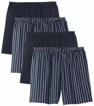 Calida Natural Benefit Web-Boxershorts 4er-Pack wei&szlig;/dunkelblau
