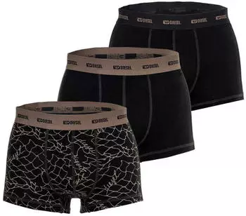 Diesel DAMIEN-UTLT Boxershorts 3er-Pack Cotton Stretch Trunks schwarz/braun