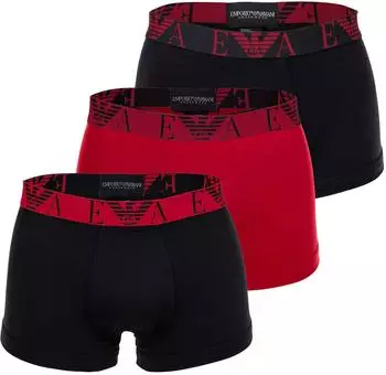 Emporio Armani Bold Monogram Trunks, 3er Pack (EM000259-AF25018-MC682) rot/schwarz