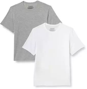 Amazon Essentials Kurzärmliges Modal Unterhemd 2er-Pack (AEMN36625M25) mittelgrau meliert/weiß