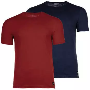 Emporio Armani Essential Logolabel T-Shirt 2er Pack (EM000391-AF25033-MB518-M) dunkelblau/rot