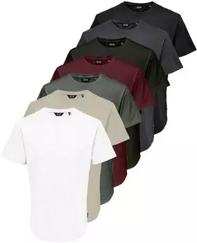 Only & Sons ONSMATT Longy T-Shirt 7er-Pack, Relaxed Fit mischfarben