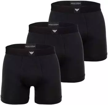 Emporio Armani Essential Logolabel Long Boxer Stretch Cotton 3er-Pack schwarz