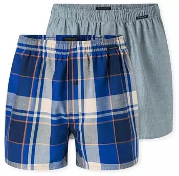 Schiesser 2-Pack Boxershorts Webware blau gemustert Boxershorts Multipack (183638-908)