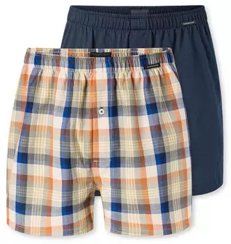 Schiesser Boxershorts 2er-Pack Webware mehrfarbig gemustert Boxershorts Multipack (183638-901)