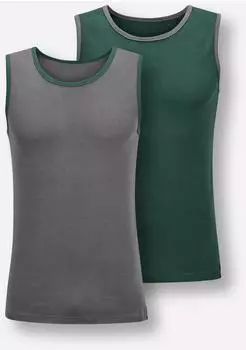 Witt Weiden Ärmelloses Unterhemd Tank Top 2er-Pack anthrazit + moos