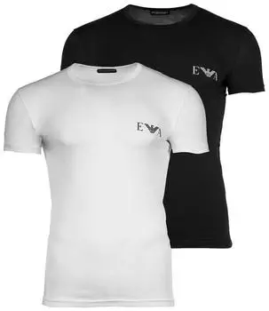 Emporio Armani Essential Logolabel 2-Pack Rundhals T-Shirt Regular Fit (EM001849-AF25018-M0080-XL) schwarz/wei&szlig;