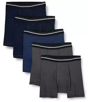 Amazon Essentials Atmungsaktive Boxershorts aus Baumwolle ohne Etikett Slim Fit 5er-Pack (S17AE80004) anthrazit/dunkelblau/dunkelmarineblau