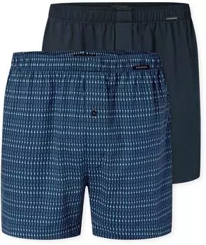 Schiesser Boxershorts 2er-Pack Jersey uni/ gemustert blau - Boxershorts Multipacks (184161-901)