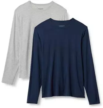 Amazon Essentials Long Sleeve Super Soft Modal Undershirt (AEMN26662M25) marineblau/mittelgrau meliert