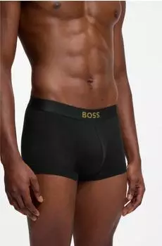 Hugo Boss Zweierpack eng anliegende Boxershorts aus gerippter Baumwolle in Geschenkbox - Style Trunk 2P Gold Logo G 50569247 Schwarz / Rot