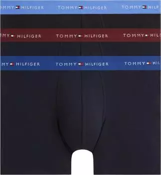 Tommy Hilfiger Signature Cotton - Boxershorts in Schwarz mit Bund in Blau und Burgunderrot 3er-Pack (UM0UM038740XH)