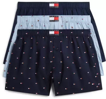 Tommy Hilfiger heritage 3er-Pack gewebte Boxershorts in Marineblau/Blau-Multi (UM0UM038980XW)