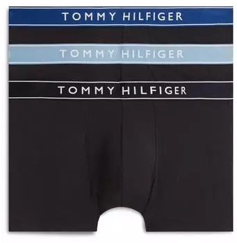 Tommy Hilfiger Everyday essentials 3er-Pack Trunks in Schwarz mit blau/schwarzem Bund (UM0UM038810XL)