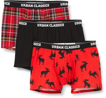 Urban Classics Boxer Shorts 3-pack (TB3839-02762-0037) red plaid aop+moose aop+blk