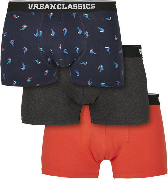Urban Classics Boxer Shorts 3-pack (TB3979-02955-0037) bird aop+boxer orange+charcoal