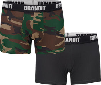 Brandit Boxer Shorts Logo 2er Pack darkcamo/black