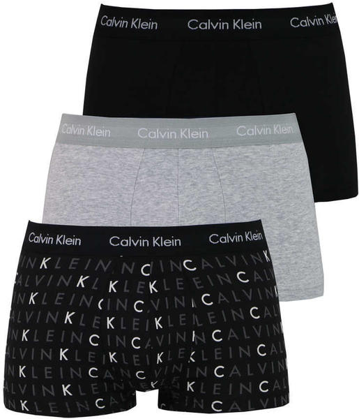 Calvin Klein 3-Pack Low Rise Trunks - Cotton Stretch black/white logo (U2664G-YKS)
