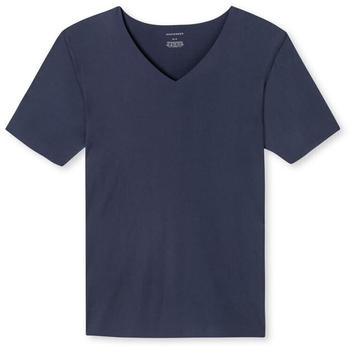 Schiesser Shirt Interlock seamless kurzarm V-Ausschnitt Laser Cut (173252) blau