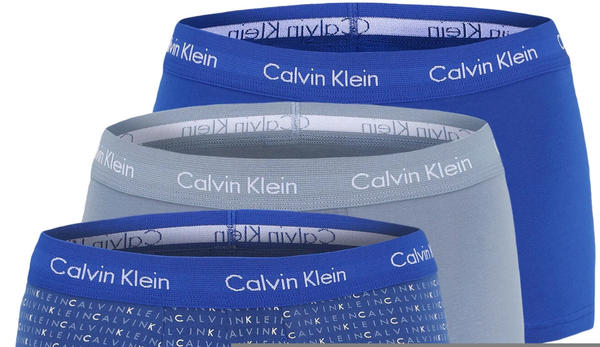 Calvin Klein 3-Pack Low Rise Trunks - Cotton Stretch cobald/subdued logo/dusty sailor (U2664G-WHV)