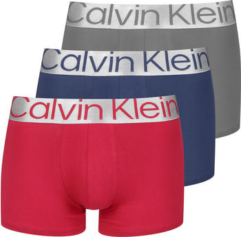 Calvin Klein 3-Pack Steel Cotton Trunks (NB3130A) grey sky/berry sangria/lake crest