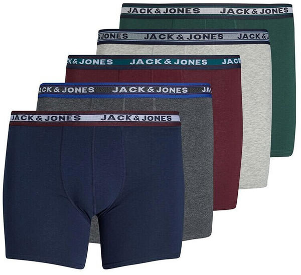 Jack & Jones OLIVER Boxershorts 5-Pack dark grey melange/detail sea moss/navy blazer/light grey melange