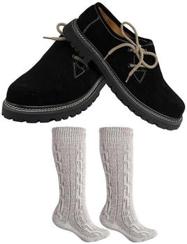German Wear Trachtenschuhe Trachtensocken Set Haferlschuhe Wildleder schwarz