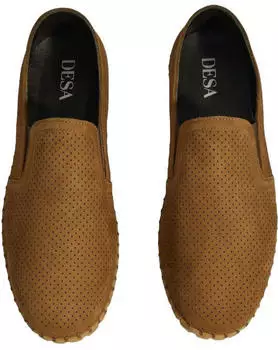 Desa Men's Slip-On - Upper and Lining Made of Leather, Flat Heel braun