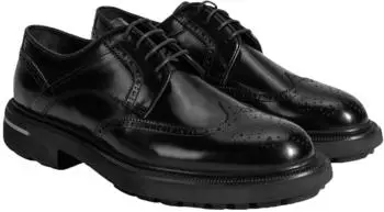 Desa Men's Lace-Up Shoes Genuine Leather Profiled Sole schwarz