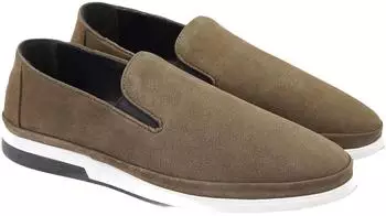 Desa Desa Men's Leather Slipper - Synthetic Sole, Flat Heel Down Shoe grün