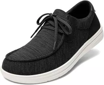 Bruno Marc Canvas Mesh Loafers with Arch Support, Non-Slip, Wide Toe Box, Lightweight Breathable schwarz