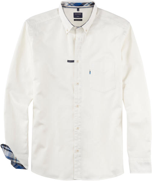 OLYMP Casual Freizeithemd Regular Fit Karo Button-Down (4042-44-00) weiß